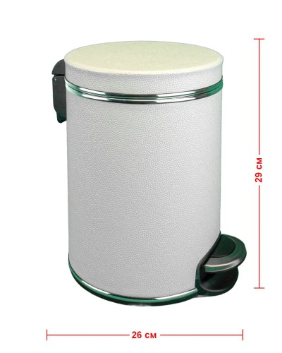 Ведро для мусора 5л Geralis V-KHWH-B белое, кант хром