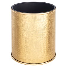 Ведро для мусора 6л открытое Geralis M-KGG1-S, CROCO золото, кант золото, внутренний цвет черный