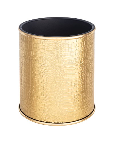 Ведро для мусора 6л открытое Geralis M-KGG1-S, CROCO золото, кант золото, внутренний цвет черный