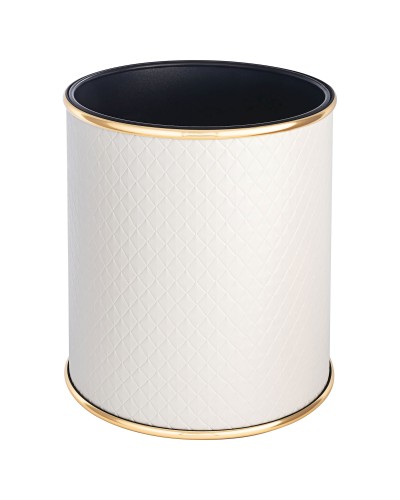 Ведро для мусора 6л открытое Geralis M-NCWG1-S белое, кант золото, внутренний цвет черный