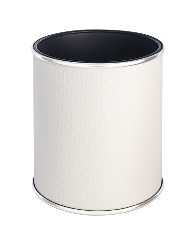 Ведро для мусора 6л открытое Geralis M-NCWH1-S белое, кант хром, внутренний цвет черный