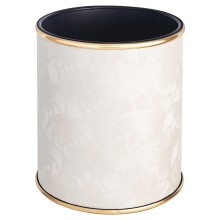 Ведро для мусора 6л открытое Geralis M-NFWG1-S NEW FLOWER, белое, кант золото, внутренний цвет черный