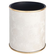 Ведро для мусора 6л открытое Geralis M-NFWG1-S NEW FLOWER, белое, кант золото, внутренний цвет черный