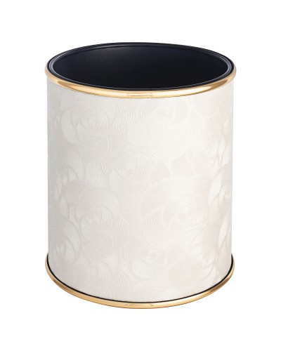 Ведро для мусора 6л открытое Geralis M-NFWG1-S NEW FLOWER, белое, кант золото, внутренний цвет черный