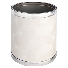 Ведро для мусора 6л открытое Geralis M-NFWH2-S NEW FLOWER, белое, кант хром, внутренний цвет необработанный хром