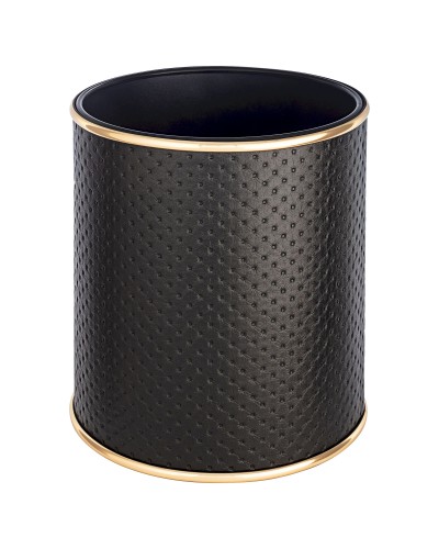 Ведро для мусора 6л открытое Geralis M-PBG1-S PUNTO черное, кант золото, внутренний цвет черный