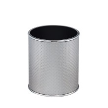 Ведро для мусора 6л открытое Geralis M-PHH1-S PUNTO серебро, кант хром, внутренний цвет черный