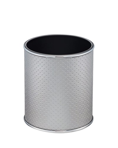 Ведро для мусора 6л открытое Geralis M-PHH1-S PUNTO серебро, кант хром, внутренний цвет черный