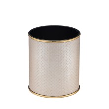 Ведро для мусора 6л открытое Geralis M-PLG1-S PUNTO бежевое, кант золото, внутренний цвет черный