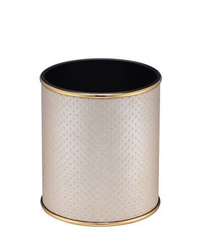 Ведро для мусора 6л открытое Geralis M-PLG1-S PUNTO бежевое, кант золото, внутренний цвет черный