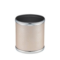 Ведро для мусора 6л открытое Geralis M-PLH2-S PUNTO бежевое, кант хром, внутренний цвет необработанный хром