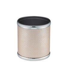 Ведро для мусора 6л открытое Geralis M-PLH2-S PUNTO бежевое, кант хром, внутренний цвет необработанный хром