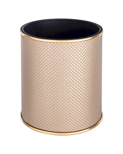 Ведро для мусора 6л открытое Geralis M-RBG1-S Ромб темное, кант золото, внутренний цвет черный