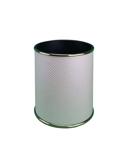 Ведро для мусора 6л открытое Geralis M-RWG1-S Ромб белое, кант золото, внутренний цвет черный