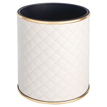 Ведро для мусора 6л открытое Geralis M-SWG1-S, Ромб стежка, белый, кант золото, внутренний цвет черный