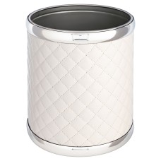 Ведро для мусора 6л открытое Geralis M-SWH2-S Ромб стежка, белое, кант хром, внутренний цвет необработанный хром