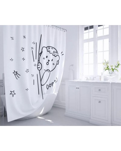 Шторка для ванны Fixsen Teddy Oops FX-2505 Белая Черная