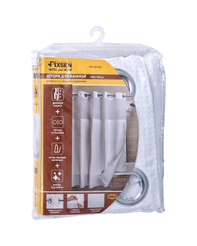 Штора для ванны Fixsen FX-3319E 180х180 Белая