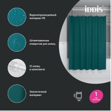 Штора для ванны Iddis Promo 180х200 P04PE18i11 Темно-зеленая
