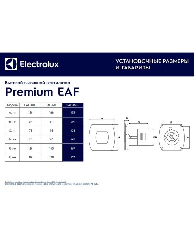 Вытяжной вентилятор Electrolux Premium EAF-120TH НС-1135951 с таймером и гигростатом Белый