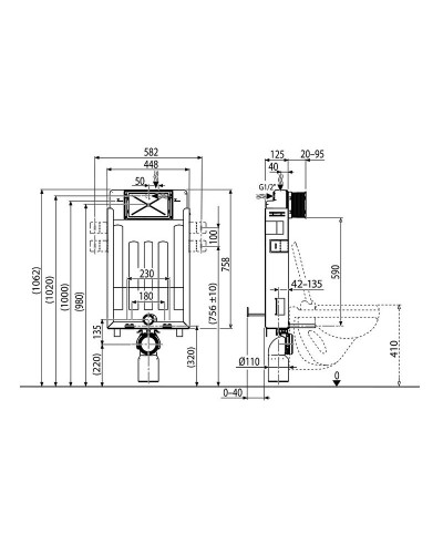 Смывной бачок Ravak W II X01702 без клавиши смыва