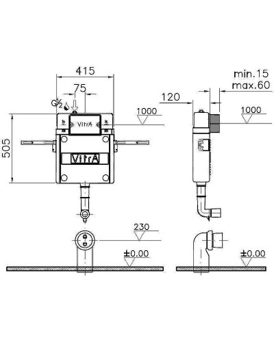 Смывной бачок Vitra V12 762-1740-01 скрытого монтажа без клавиши смыва