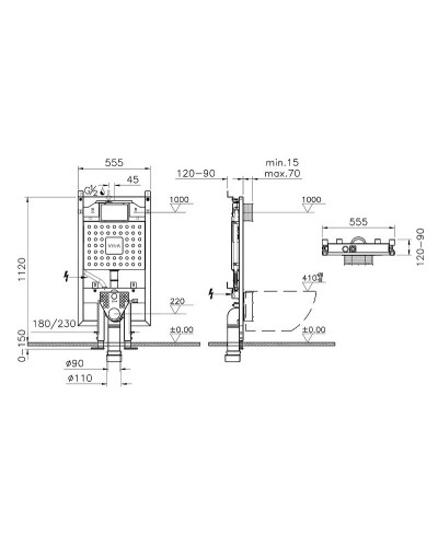 Инсталляция Vitra V8 768-5800-01 для унитаза без клавиши смыва