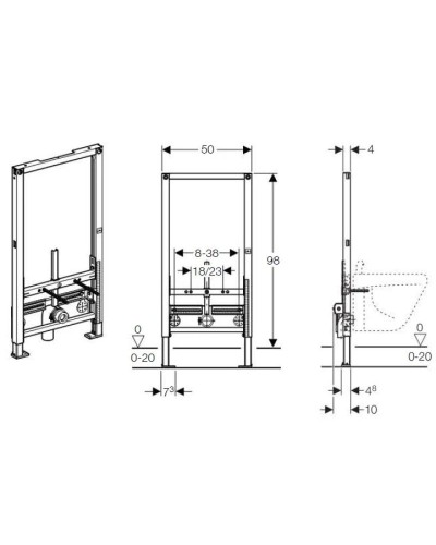 Монтажный элемент для биде H98 Geberit Duofix 111.539.00.1