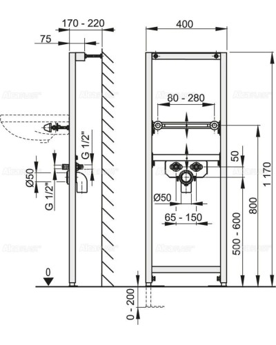 Монтажная рама для раковины AlcaPlast A104/1200