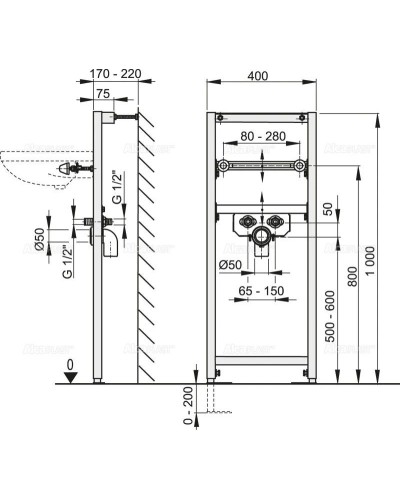 Монтажная рама для раковины AlcaPlast A104/1000