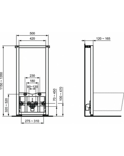 Монтажная рама Ideal Standard Prosys R016267 для биде Белая