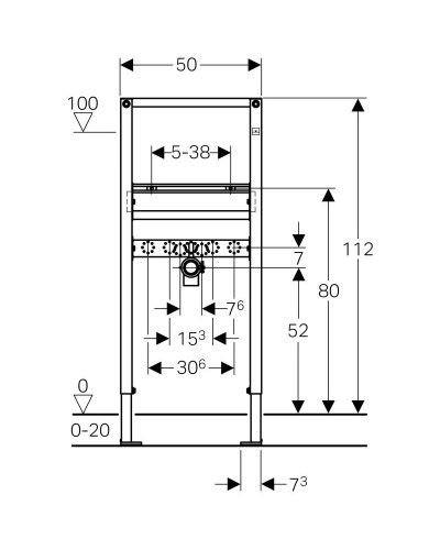 Монтажный элемент для умывальника, H112, Geberit Duofix 111.430.00.1