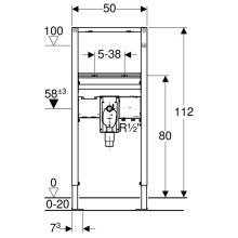 Монтажный элемент для умывальника, H112, Geberit Duofix 111.556.00.1