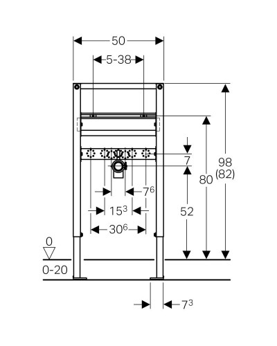 Монтажный элемент для умывальника, H82-98, Geberit Duofix 111.490.00.1
