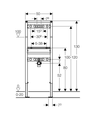 Монтажный элемент для умывальника, H130, настенный смеситель наружного монтажа Geberit Duofix 111.452.00.1