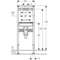 Монтажный элемент для умывальника, H130, настенный смеситель наружного монтажа Geberit Duofix 111.477.00.1
