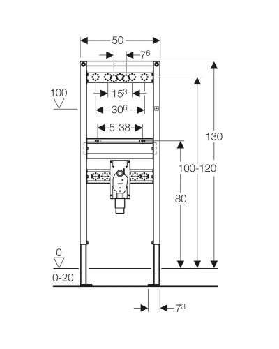 Монтажный элемент для умывальника, H130, настенный смеситель наружного монтажа Geberit Duofix 111.477.00.1