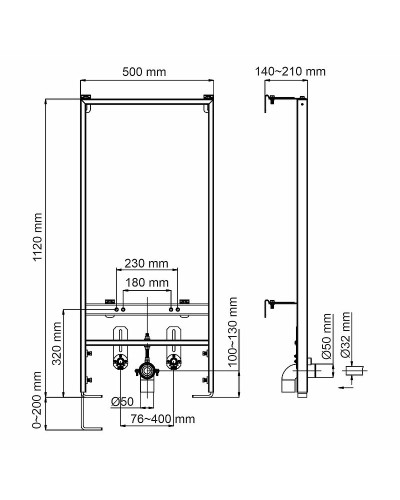 Инсталляция WasserKRAFT Aller 10BDT.020 для биде с крепежом