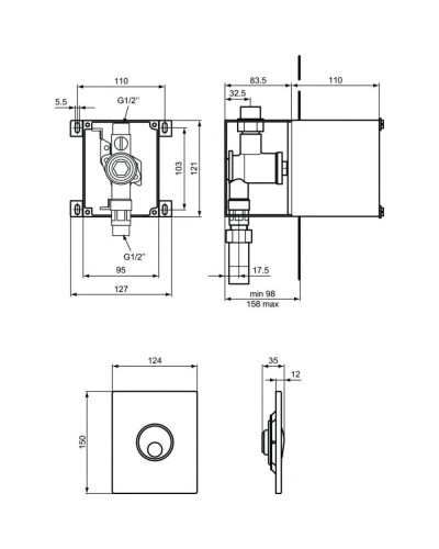 Смывное устройство для писсуара Ideal Standard Septa Pro U3 матовый хром R0139JG