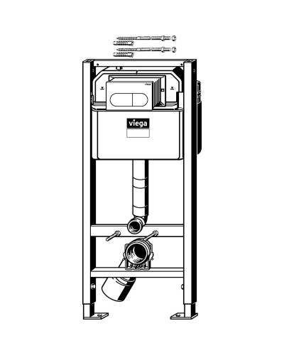 Инсталляция Viega Prevista Dry 792 831 для подвесных унитазов с бачком, с клавишей смыва Белого цвета