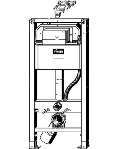 Инсталляция Viega Prevista Dry 792 862 для подвесных унитазов с бачком, с клавишей смыва Хром