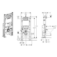 Монтажный элемент для подвесного унитаза, H112, для клавиш Delta, 12 см (UP100) Geberit Duofix  457.570.00.1