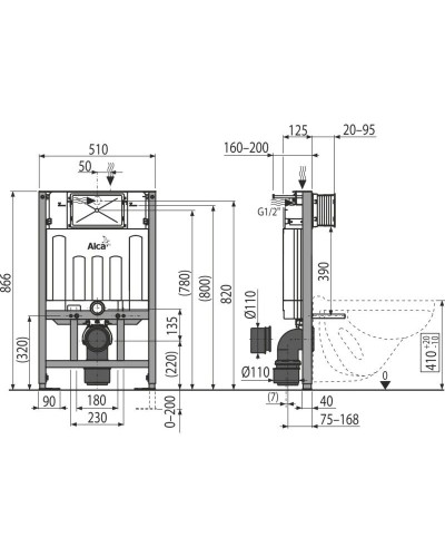 Скрытая система инсталляции для сухой установки (для гипсокартона) AlcaPlast AM101/850