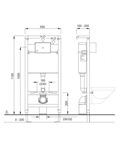 Инсталляция Pestan Fluenta SET40006356DB для унитаза со смывным бачком и Черной клавишей смыва