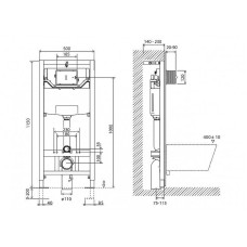 Инсталляция BelBagno BB001-120 для подвесного унитаза без клавиши смыва