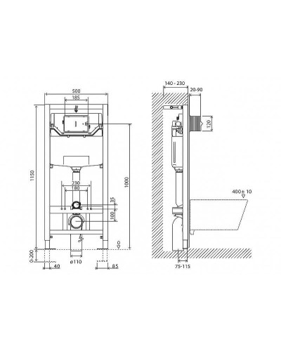 Инсталляция BelBagno BB001-120 для подвесного унитаза без клавиши смыва