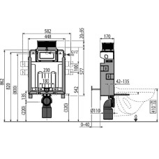 Инсталляция Alcaplast Renovmodul AM119/850 для подвесного унитаза без клавиши смыва