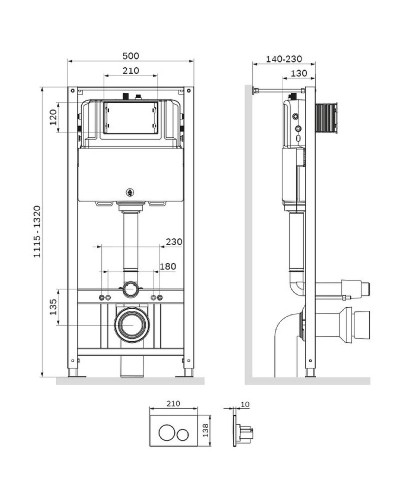 Инсталляция AM.PM Pro I012704.9051 для подвесного унитаза с клавишей смыва Хром