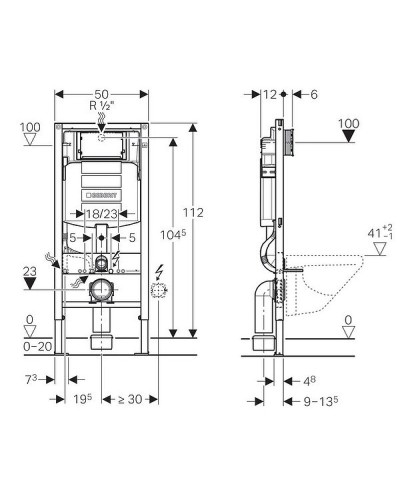 Инсталляция Geberit Duofix 111.301.KJ.5 для унитаза с Белой клавишей смыва