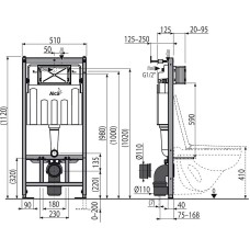 Инсталляция Alcaplast Sadromodul AM101/1120-3:1 RU M371-0001 для унитаза с клавишей смыва Хром гляннец